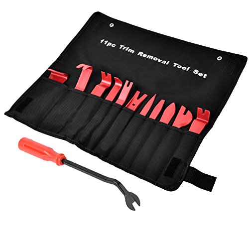 Click Here to See More Images MHtech 12 pcs Auto Trim Tool Kit- Strong Nylon Panel Removal Upholstery Removal Tools with Fastener Remover for Door Trim Molding Dash Panel