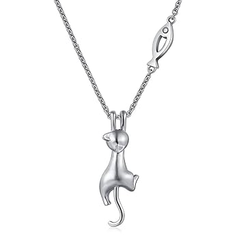 jiamiaoi 猫 ネックレス シルバー925 金属アレルギー対応