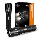 [2 PACK] LED Tactical Flashlights 5 Modes, High Lumen, Zoomable, Water Resistant, Handheld Flashlight - Best For Camping, Hiking, Dog Walking