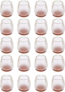 20 Pcs Chair Leg Caps Cover Pads Fit Round legs 17-21 mm/0.67-0.83 inches and Square legs 10-14 mm/0.4-0.66 inches, Viaky Wood Floor Protectors Chair Leg Feet Glides Furniture Carpet Silicone Saver …