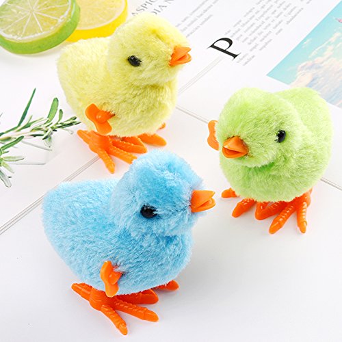 3 otters Wind Up Toy, Easter Toy Wind-Up Jumping Chicken Plush Chicks Toys Novelty Toys for Party Favors , Yellow, 12 PCS