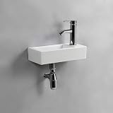XIFIRY Wall Hung Small Cloakroom Basin Right Hand 37x19x9cm Ceramic view 5
