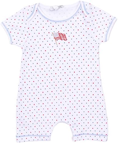 Magnolia Baby Unisex Baby Vintage Flag Embroidered Short Playsuit Red 3 Months