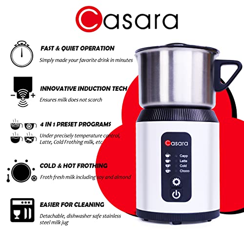 Casara Milk Frother and Steamer Machine, Warm and Cold Milk Foamer