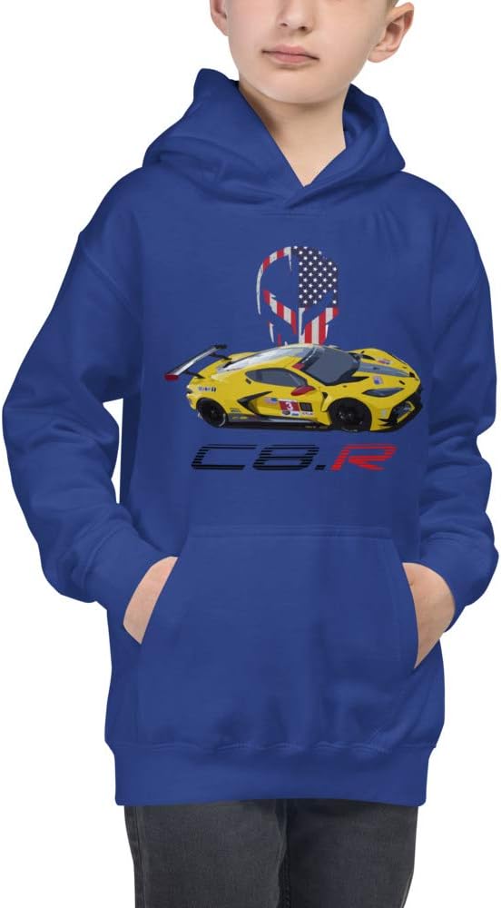 JG Infinite 2020 Yellow Corvette C8.R GTLM IMSA Race Car Kids Hoodie