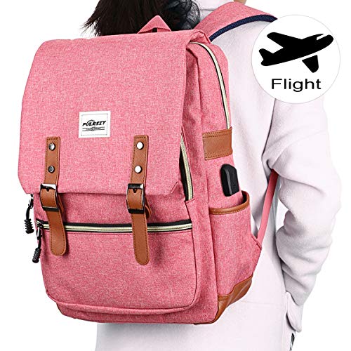 Puersit Vintage Laptop Backpack Canvas College Backpack with Usb
