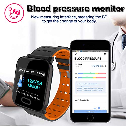 Smart Watch Fitness Tracker with Heart Rate Blood Pressure Monitor for Men Women Kid Sport Watch with Run Outdoor Activity GPS Tracker Pedometer Calorie Sync Phone for Android iOS Electronic Wearable - Thumbnail 3