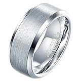 HERACULS 8mm Tungsten Carbide Matte Polished Finish Unisex Wedding Engagement Band Ring Sliver Size 11