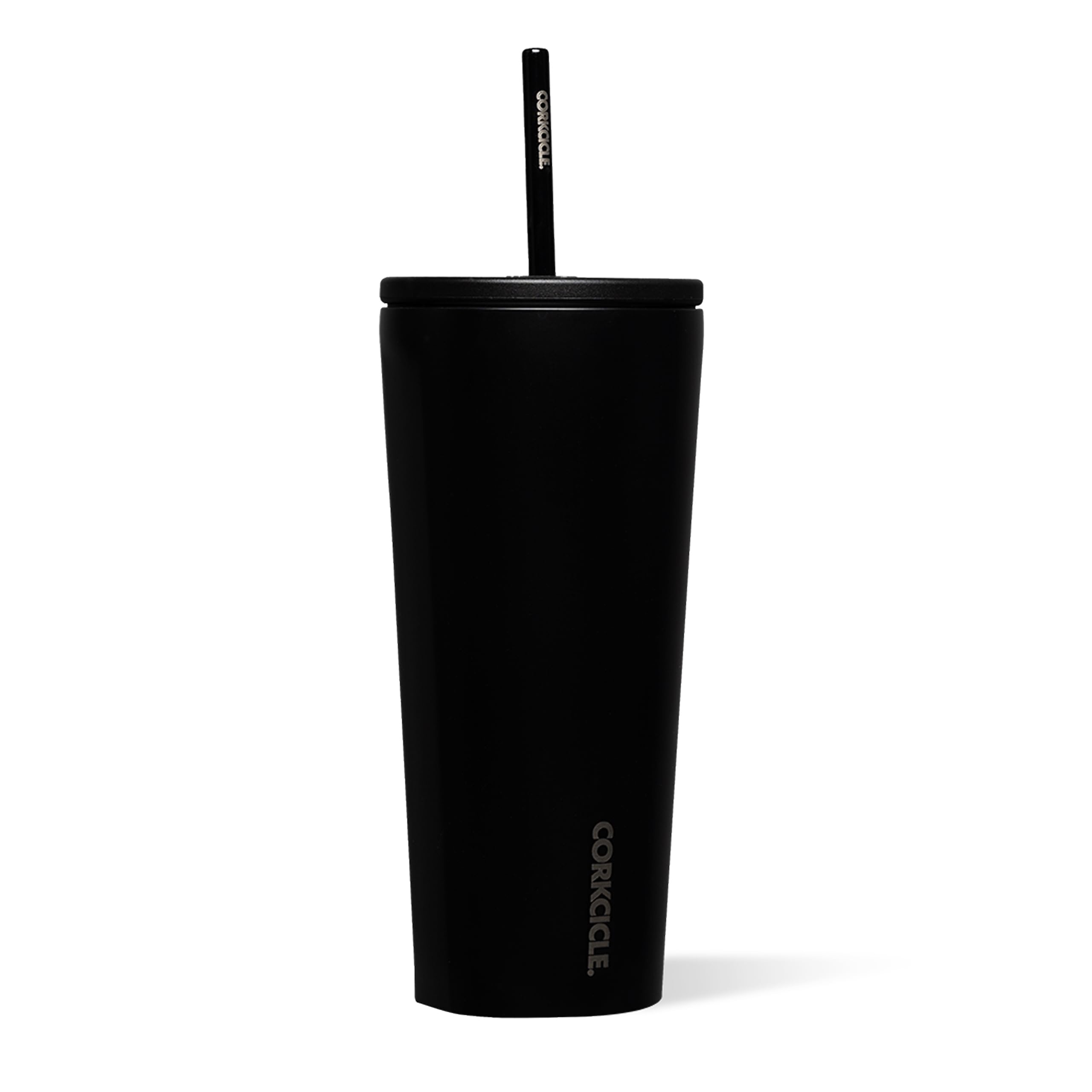 Corkcicle Cold Cup - Triple Insulated Stainless Steel Travel Cup with Ceramic-Coated Straw - Keeps Cold for 12 Hours - Reusable, BPA-Free, Dishwasher Safe - Matte Black, 24oz / 710ml