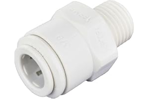 John Guest 3/8 Inch OD x 1/4 Inch NPT Male Connector, Push to Connect Plastic Plumbing Fitting, PP011222WP