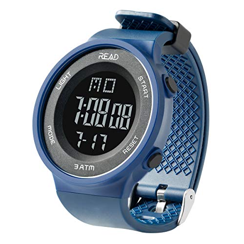 Men Women Digital Sports Watch LED Screen Shockproof Electronic Military Watches with Stopwatch Alarm and Calendar R90003 (Blue)