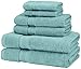 Amazon Brand – Pinzon 6 Piece Pima Cotton Bath Towel Set - Mineral Green