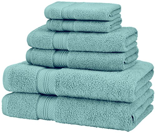 Pinzon Pima Cotton 6-Piece Towel Set, Mineral Green