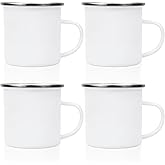 QHJDZGSLZ 4 Pcs Sublimation Blank Enamel Mug with Silver Rim Camping Travel Coffee Metal Mug 12 oz Can be used as a gift for Christmas Thanksgiving Mother's Day Father's Day