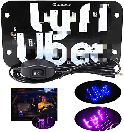 KOLHOFFR Ride Share LED Sign with Bright Lights with Suction Cups Flashing Hook on Car Window with DC12V Car USB Socket Make Your Car Visible