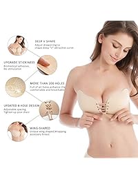 Kingoudoor Strapless Backless Bra Pushup Sticky Self Adhesive Bras for Women 2 Pack
