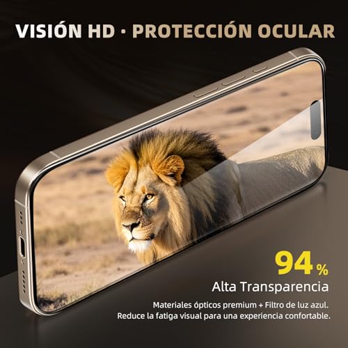 Película protectora de pantalla de vidrio 9h + de 3 piezas para iPhone, vidrio templado súper duro [resistente a la rotura de grado militar] con herramientas de instalación fáciles actualizadas (16pro max)