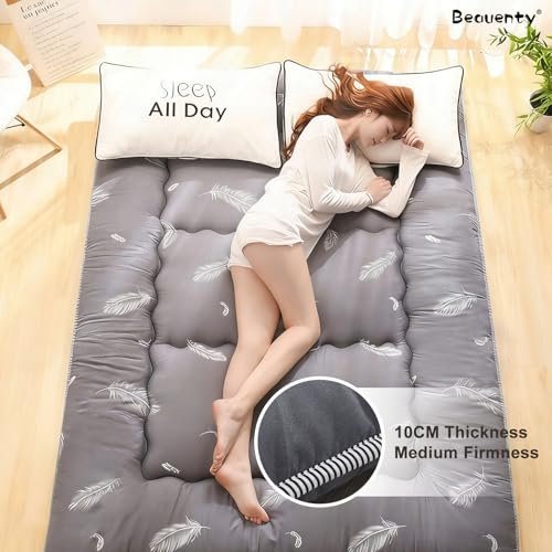 Beauenty Japanese Futon Floor Mattress, 150 * 200cm Thicken Foam Japanese Floor Mattress, Roll Up Dormitory Mattress Pad, SleepingFloor Lounger Bed Couches & Sofas (150×200cm)