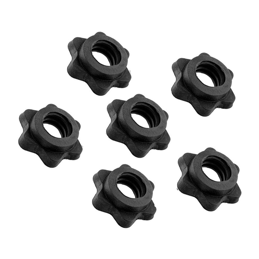 ALEMIN 6 PCS Vinyl Spinlock Collars for 1" Standard Barbells Bars Sports Anti-Slip Spin-Lock Collar Dumbbell Hex Nut Screw Clamps for Dumbell Weight Lifting Fitness Training