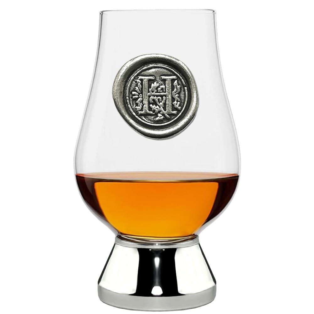 English Pewter Company Glencairn Personalised Whisky Glass with Monogram Initial - Unique Gifts for Men - with Your Choice of Initial 200ml [WGP208] (H)