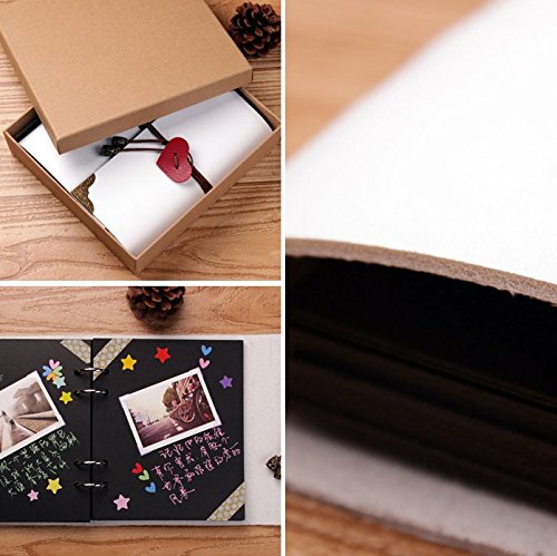 JM-capricorns Vintage Photo Album, Love Heart Leather Cover Scrapbook Album,DIY Photo Album,Wedding Guestbook,Graduation Book,Diary,Journal,Notebook (White)