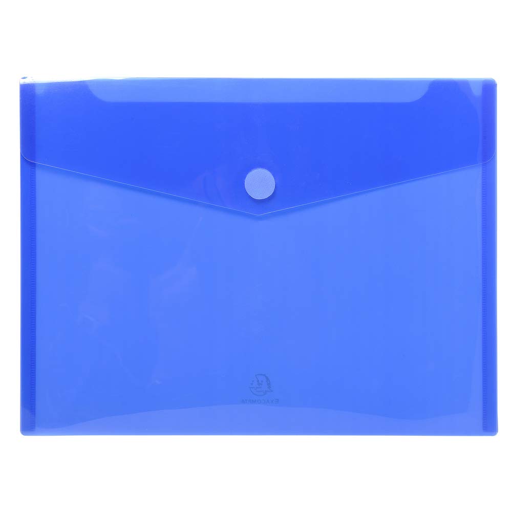 Exacompta - Ref 56420E - PP Envelope Pocket - Suitable for A4 Documents, Hook & Loop Closure, 0.2mm Translucent Polypropylene - Assorted Colours (Pack of 5)