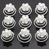 Catalina Crystal Pearl Hair Twists Pack of 12 Flower Bridal Wedding Hair Spin Accessories