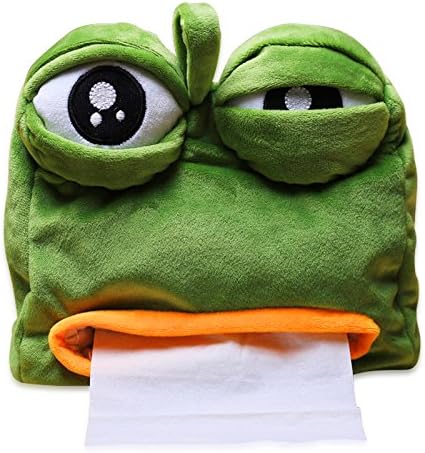 YGMONER Sad Frog Feels Bad Man Tissue Box Cover Paper Dispenser Tissues Case Home Decor Funny Gift 8.7x8.3in