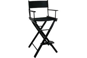 GDGYOFN 30'' Tall Directors Chair Folding Makeup Chair for Makeup Artist and Clients,Portable Footrest, Solid Hardwood, 250lbs Capacity, Black