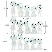 Kimkoala Mononoke Princess Toys, 15 Pcs Resin Luminous Tree Elves Miyazaki Cartoon Action Figure Dolls For Gardening Micro Landscape Potted Decoration