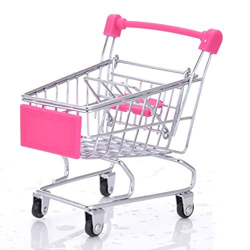 Mini Toy Shopping Carts Small Pet Toy Animal Toy Hamster Toy Supermarket Handcart Shopping Utility Cart Mode Storage Toy With Metal Frame Candy Color