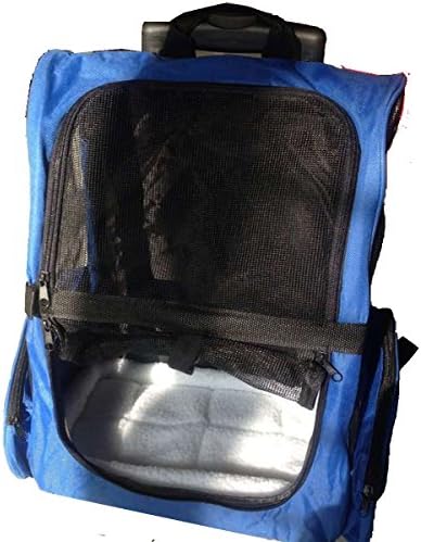 JANMO Pet Carrier Backpack Airline Approved for Medium Big and Large Dog with Wheels And Soft Mat (Blue)