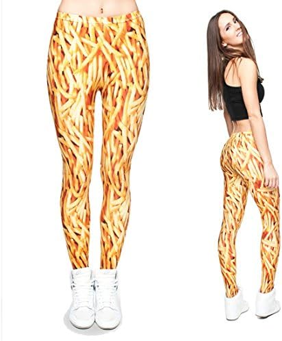 Sexy Galaxy French Fries Patterned Printed Leggings for Women
