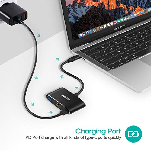 USB C to HDMI Adapter USB 3.1 Type C Thumderbolt 3 to HDMI,4K HDMI Output,USB 3.0 Port and USB-C Charging Port Compatible with MacBook/MacBook Pro/MacBook Air/iPad Pro/S8+/S9+/Projector/Monitor