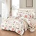 Wake In Cloud - Floral Duvet Cover Set, 100% Cotton Bedding, Botanical Flowers and Birds Pattern Printed, with Zipper Closure (3pcs, King Size)