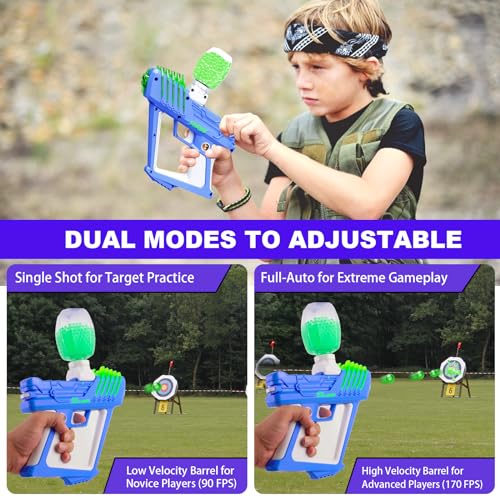Fonee Gel Ball, Electric Gel Ball Blaster, Splatter Ball Blaster with Goggles and 20,000 Gel Beads, Suitable for Backyard Fun and Outdoor Team Shooting Games, for Adults and Kids Ages 12+ (Blue white)