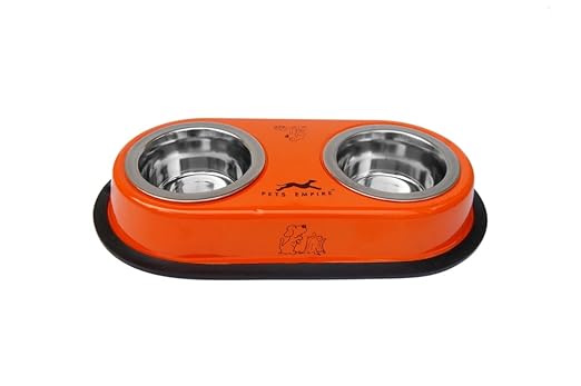 Pets Empire Red Dog Bowl Double Diners 2 x 200ml 1 Piece (Color May Vary)