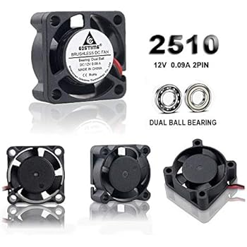 GDSTIME 25mm x 25mm x 10mm XH2.54 12V DC Brushless Cooling Fan Dual Ball Bearings