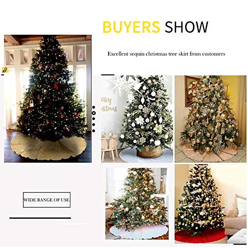 SoarDream Christmas Tree Skirt 48 inches Large Gold Sequin Tree Skirt for Xmas Holiday Party Decorations