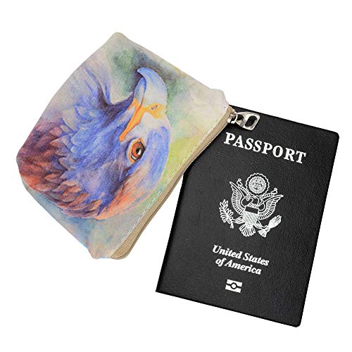 Women and Girls Cute Fashion Coin Purse Wallet Bag Change Pouch Key Holder (Oil Painting Eagle)