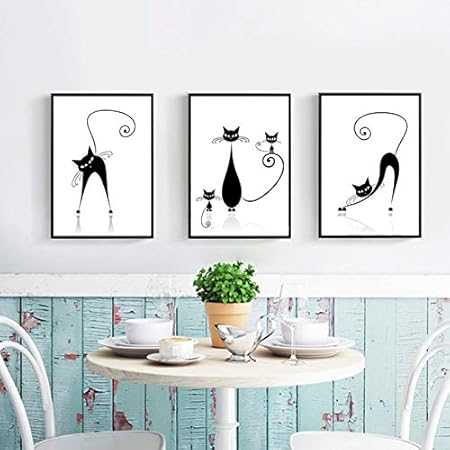 Zshscl Peinture Sur Toile Peinture 3 Pièce Mode Chats
