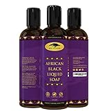 (8 oz) African Black Soap Liquid Body Wash with Coconut Oil and Shea Butter - Great Shampoo and Face Wash - Helps Clear Dry Skin, Acne, Eczema, Psoriasis - Organic Liquid African Black Soap from Ghana