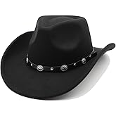 Western Cowboy Hat for Men Cowgirl Hat for Women Unisex Wide Brim Felt Fedora Hats Classic Cowboy Hats