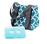 Fit & Fresh Women's Venice Insulated Lunch Bag, Stylish Adult Lunch Bag, Teal Ikat Tile