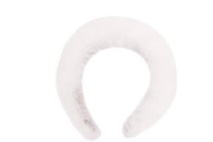 surell Faux Rex Headband (White) - Fake Rabbit Fur Hairband for Women - Girls Cute Makeup Headband - Soft Trendy Headband Comfortable Fluffy - One Size Fits All