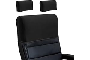 Buenanir Stretch Office Chair Headrest Cover, Milk Silk Headrest Protector for Office Chairs, Head Rest Covers for High Back Computer Chairs, Furniture, Recliner Chair, 2 Pack, Black
