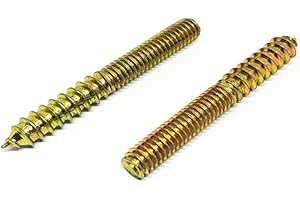 FAFEFC 50PCS 1/4 * 2'' Single Tip Double Ended Tooth Bolt Furniture Hanger Bolt Double Threaded Rod Bolt 50mm Length Self Tapping Screw Furniture Accessories