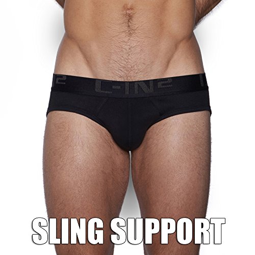 C-In2 Mens Core No Show Profile Brief with Sling,Black,X-Large