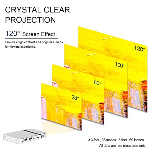 iCODIS G2 Mini Projector, DLP Supports Full HD 1080P, 150 ANSI Lumens Pico Video Projector, Auto Keystone Correction, Portable Size & 120" Display, 20,000 Hours LED for Multimedia Home Theater