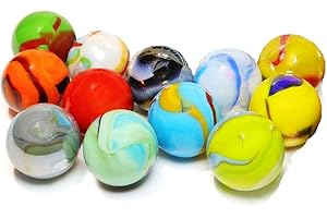 Marbles Game - Glass Shooter Marbles - 12pcs - Size: 7/8-inch - Marble Games for Kids and Adults - Fun Colored Marbles for Ga